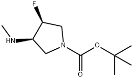 1-Pyrrolidinecarboxylic acid, 3-fluoro-4-(methylamino)-, 1,1-dimethylethyl ester, (3S,4R)- 구조식 이미지