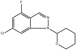 6-chloro-4-fluoro-1 -(tetrahydro-2H-pyran-2-yl)-1 H-indazole 구조식 이미지