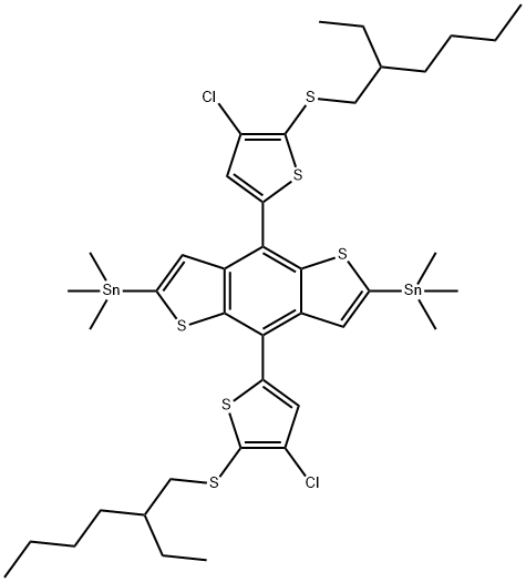 Stannane, 1,1'-[4,8-bis[4-chloro-5-[(2-ethylhexyl)thio]-2-thienyl]benzo[1,2-b:4,5-b']dithiophene-2,6-diyl]bis[1,1,1-trimethyl- Structure