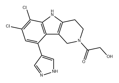 Ethanone, 1-[6,7-dichloro-1,3,4,5-tetrahydro-9-(1H-pyrazol-4-yl)-2H-pyrido[4,3-b]indol-2-yl]-2-hydroxy- Structure