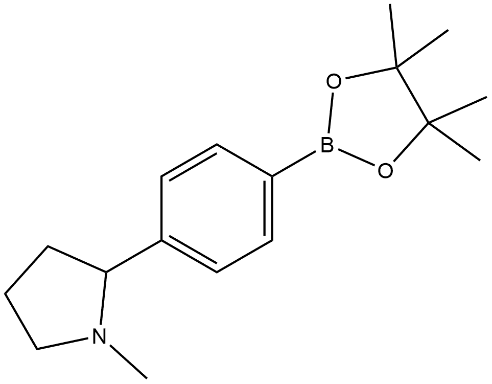 1-Methyl-2-(4-(4,4,5,5-tetramethyl-1,3,2-dioxaborolan-2-yl)phenyl)pyrrolidine 구조식 이미지