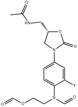Acetamide, N-[[(5S)-3-[3-fluoro-4-[formyl[2-(formyloxy)ethyl]amino]phenyl]-2-oxo-5-oxazolidinyl]methyl]- 구조식 이미지