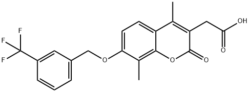 2-(4,8-dimethyl-2-oxo-7-{[3-(trifluoromethyl)phenyl ]methoxy}-2H-chromen-3-yl)acetic acid 구조식 이미지