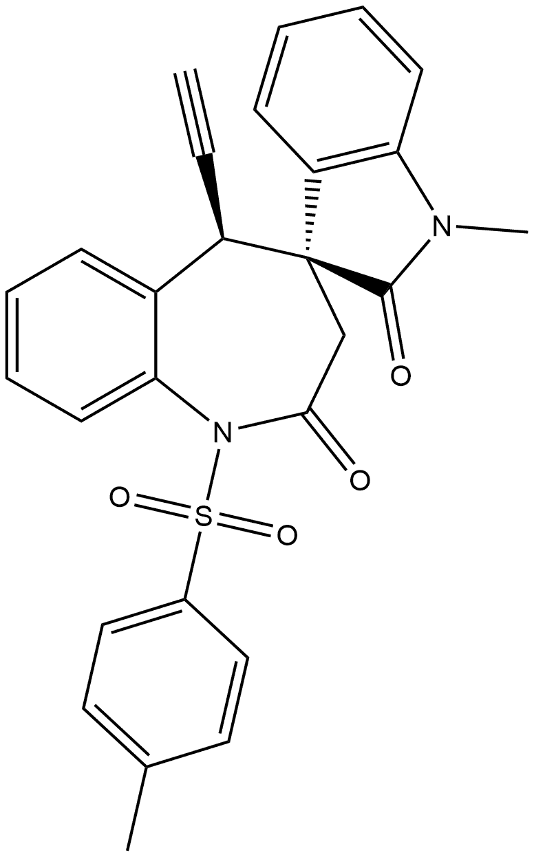 (3′S,5R)-5-Ethynyl-1,5-dihydro-1′-methyl-1-[(4-methylphenyl)sulfonyl]spiro[4H-1-benzazepine-4,3′-[3H]indole]-2,2′(1′H,3H)-dione Structure