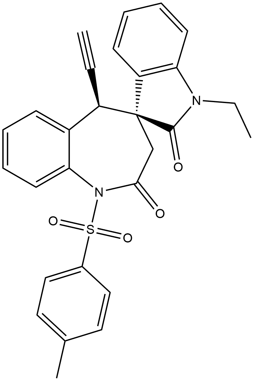 (3′S,5R)-1′-Ethyl-5-ethynyl-1,5-dihydro-1-[(4-methylphenyl)sulfonyl]spiro[4H-1-benzazepine-4,3′-[3H]indole]-2,2′(1′H,3H)-dione Structure