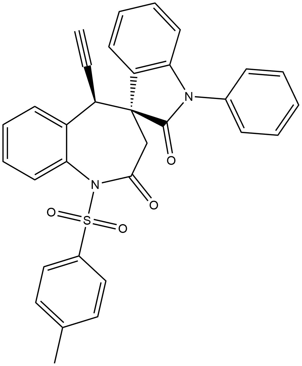 (3′S,5R)-5-Ethynyl-1,5-dihydro-1-[(4-methylphenyl)sulfonyl]-1′-phenylspiro[4H-1-benzazepine-4,3′-[3H]indole]-2,2′(1′H,3H)-dione Structure