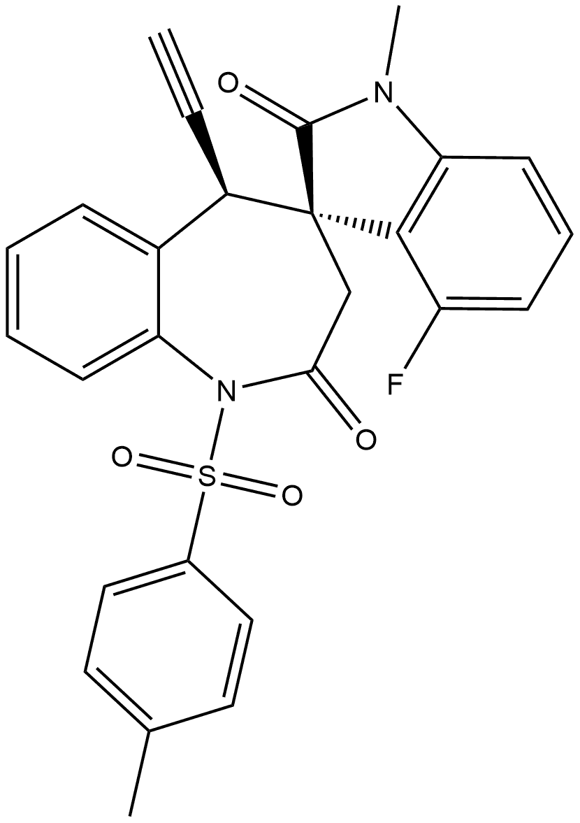 (3′S,5R)-5-Ethynyl-4′-fluoro-1,5-dihydro-1′-methyl-1-[(4-methylphenyl)sulfonyl]spiro[4H-1-benzazepine-4,3′-[3H]indole]-2,2′(1′H,3H)-dione Structure