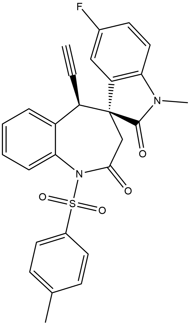 (3′S,5R)-5-Ethynyl-5′-fluoro-1,5-dihydro-1′-methyl-1-[(4-methylphenyl)sulfonyl]spiro[4H-1-benzazepine-4,3′-[3H]indole]-2,2′(1′H,3H)-dione Structure