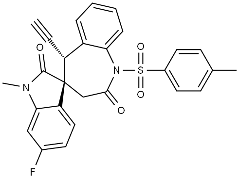 (3′S,5R)-5-Ethynyl-6′-fluoro-1,5-dihydro-1′-methyl-1-[(4-methylphenyl)sulfonyl]spiro[4H-1-benzazepine-4,3′-[3H]indole]-2,2′(1′H,3H)-dione Structure