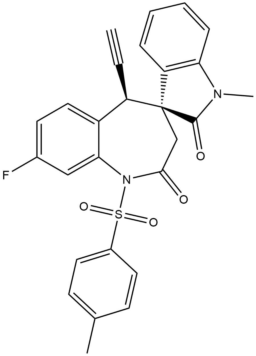 (3′S,5R)-5-Ethynyl-8-fluoro-1,5-dihydro-1′-methyl-1-[(4-methylphenyl)sulfonyl]spiro[4H-1-benzazepine-4,3′-[3H]indole]-2,2′(1′H,3H)-dione Structure