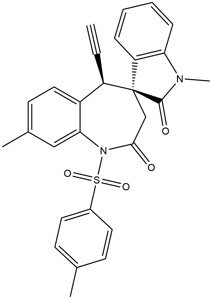 (3′S,5R)-5-Ethynyl-1,5-dihydro-1′,8-dimethyl-1-[(4-methylphenyl)sulfonyl]spiro[4H-1-benzazepine-4,3′-[3H]indole]-2,2′(1′H,3H)-dione Structure