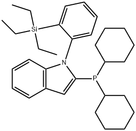 (R)-2-(dicyclohexylphosphanyl)-1-(2-(triethylsilyl)phenyl)-1H-indole Structure