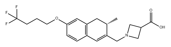 3-Azetidinecarboxylic acid, 1-[[(3S)-3,4-dihydro-3-methyl-6-(4,4,4-trifluorobutoxy)-2-naphthalenyl]methyl]- Structure