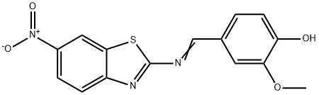 Phenol, 2-methoxy-4-[[(6-nitro-2-benzothiazolyl)imino]methyl]- Structure