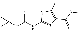 Methyl 2-{[(tert-butoxy)carbonyl]amino}-5-iodo-1,3-thiazole-4-carboxylate 구조식 이미지