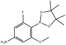 Benzenamine, 3-fluoro-5-methoxy-4-(4,4,5,5-tetramethyl-1,3,2-dioxaborolan-2-yl)- Structure