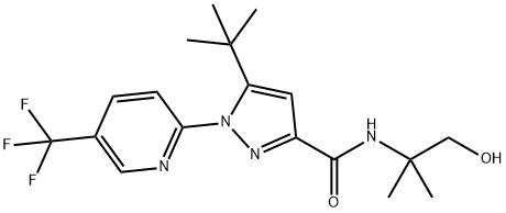 1H-Pyrazole-3-carboxamide, 5-(1,1-dimethylethyl)-N-(2-hydroxy-1,1-dimethylethyl)-1-[5-(trifluoromethyl)-2-pyridinyl]- Structure