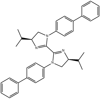 2,2'-Bi-1H-imidazole, 1,1'-bis([1,1'-biphenyl]-4-yl)-4,4',5,5'-tetrahydro-4,4'-bis(1-methylethyl)-, (4S,4'S)- 구조식 이미지