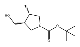 1-Pyrrolidinecarboxylic acid, 3-(hydroxymethyl)-4-methyl-, 1,1-dimethylethyl ester, (3R,4S)- Structure