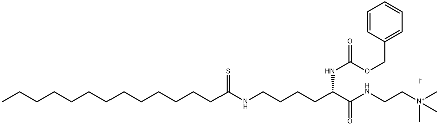 Ethanaminium, N,N,N-trimethyl-2-[[(2S)-1-oxo-2-[[(phenylmethoxy)carbonyl]amino]-6-[(1-thioxotetradecyl)amino]hexyl]amino]-, iodide (1:1) Structure