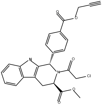 1H-Pyrido[3,4-b]indole-3-carboxylic acid, 2-(2-chloroacetyl)-2,3,4,9-tetrahydro-1-[4-[(2-propyn-1-yloxy)carbonyl]phenyl]-, methyl ester, (1S,3R)- 구조식 이미지