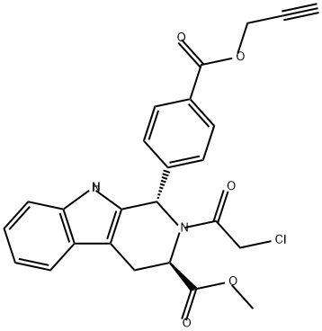 1H-Pyrido[3,4-b]indole-3-carboxylic acid, 2-(2-chloroacetyl)-2,3,4,9-tetrahydro-1-[4-[(2-propyn-1-yloxy)carbonyl]phenyl]-, methyl ester, (1S,3R)- Structure