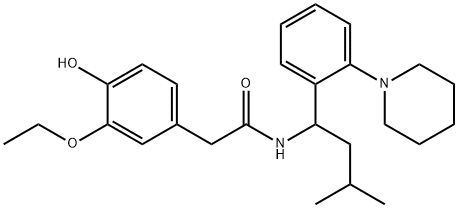 Benzeneacetamide, 3-ethoxy-4-hydroxy-N-[3-methyl-1-[2-(1-piperidinyl)phenyl]butyl]- Structure