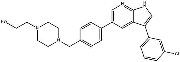 1-Piperazineethanol, 4-[[4-[3-(3-chlorophenyl)-1H-pyrrolo[2,3-b]pyridin-5-yl]phenyl]methyl]- Structure