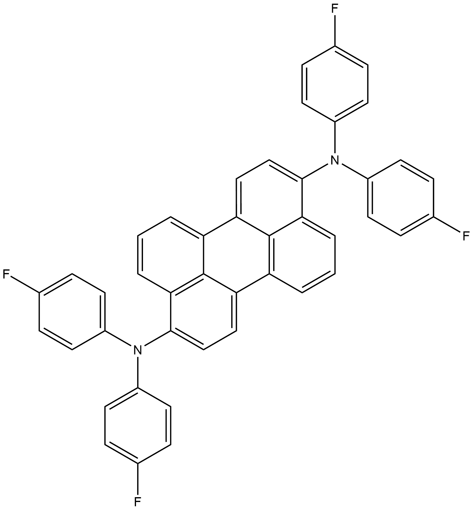 3,9-bis(N,N-bis(4-fluorophenyl)amino)perylene Structure