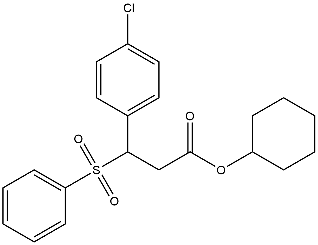 Benzenepropanoic acid, 4-chloro-β-(phenylsulfonyl)-, cyclohexyl ester 구조식 이미지