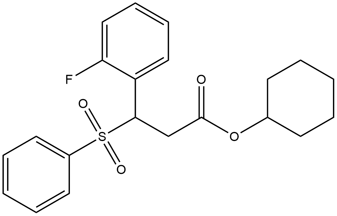 Benzenepropanoic acid, 2-fluoro-β-(phenylsulfonyl)-, cyclohexyl ester 구조식 이미지