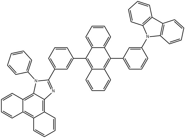 1H-Phenanthro[9,10-d]imidazole, 2-[3-[10-[3-(9H-carbazol-9-yl)phenyl]-9-anthracenyl]phenyl]-1-phenyl- 구조식 이미지