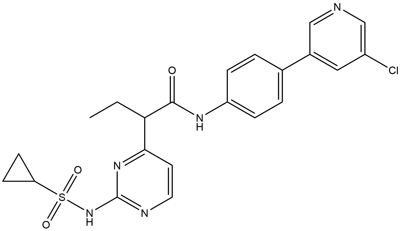 4-Pyrimidineacetamide, N-[4-(5-chloro-3-pyridinyl)phenyl]-2-[(cyclopropylsulfonyl)amino]-α-ethyl- 구조식 이미지