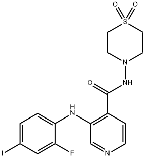 N-(1,1-Dioxido-4-thiomorpholinyl)-3-[(2-fluoro-4-iodophenyl)amino]-4-pyridinecarboxamide Structure