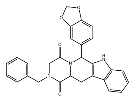 Pyrazino[1',2':1,6]pyrido[3,4-b]indole-1,4-dione, 6-(1,3-benzodioxol-5-yl)-2,3,6,7,12,12a-hexahydro-2-(phenylmethyl)- Structure