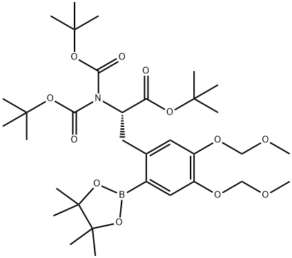 L-Tyrosine, N,N-bis[(1,1-dimethylethoxy)carbonyl]-5-(methoxymethoxy)-O-(methoxymethyl)-2-(4,4,5,5-tetramethyl-1,3,2-dioxaborolan-2-yl)-, 1,1-dimethylethyl ester Structure