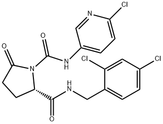 1,2-Pyrrolidinedicarboxamide, N1-(6-chloro-3-pyridinyl)-N2-[(2,4-dichlorophenyl)methyl]-5-oxo-, (2S)- Structure