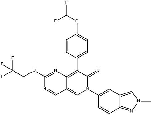 Pyrido[4,3-d]pyrimidin-7(6H)-one, 8-[4-(difluoromethoxy)phenyl]-6-(2-methyl-2H-indazol-5-yl)-2-(2,2,2-trifluoroethoxy)- Structure