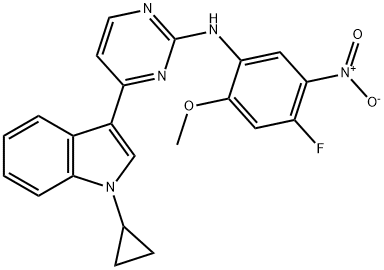 2-Pyrimidinamine, 4-(1-cyclopropyl-1H-indol-3-yl)-N-(4-fluoro-2-methoxy-5-nitrophenyl)- Structure