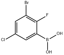 3-Bromo-5-chloro-2-fluorophenylboronic acid 구조식 이미지