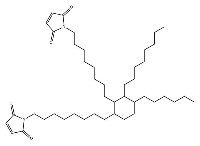 1H-Pyrrole-2,5-dione, 1,1'-[(4-hexyl-3-octyl-1,2-cyclohexanediyl)di-8,1-octanediyl]bis- (9CI) 구조식 이미지