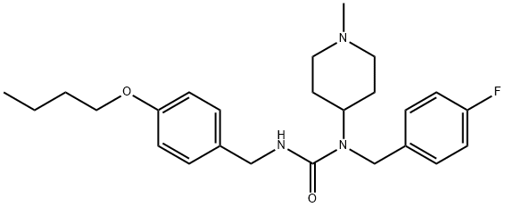 Urea, N'-[(4-butoxyphenyl)methyl]-N-[(4-fluorophenyl)methyl]-N-(1-methyl-4-piperidinyl)- 구조식 이미지