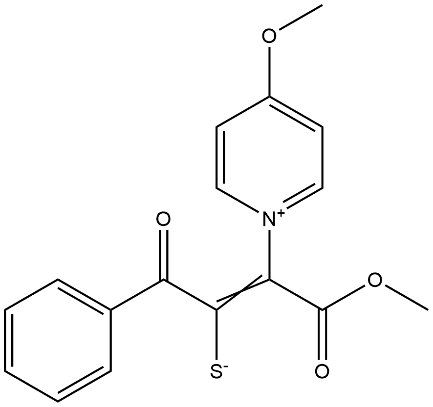 Pyridinium, 1-[2-mercapto-1-(methoxycarbonyl)-3-oxo-3-phenyl-1-propen-1-yl]-4-methoxy-, inner salt Structure