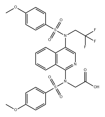 Glycine, N-[(4-methoxyphenyl)sulfonyl]-N-[4-[[(4-methoxyphenyl)sulfonyl](2,2,2-trifluoroethyl)amino]-1-isoquinolinyl]- Structure