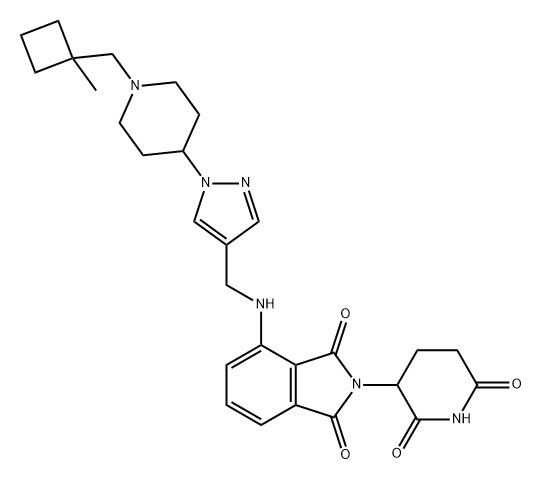 1H-Isoindole-1,3(2H)-dione, 2-(2,6-dioxo-3-piperidinyl)-4-[[[1-[1-[(1-methylcyclobutyl)methyl]-4-piperidinyl]-1H-pyrazol-4-yl]methyl]amino]- Structure