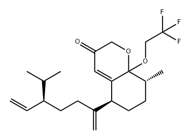 2H-1-Benzopyran-3(5H)-one, 6,7,8,8a-tetrahydro-8-methyl-5-[(4R)-1-methylene-4-(1-methylethyl)-5-hexen-1-yl]-8a-(2,2,2-trifluoroethoxy)-, (5S,8R)- Structure