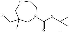 1,4-Oxazepine-4(5H)-carboxylic acid, 6-(bromomethyl)-6-fluorotetrahydro-, 1,1-dimethylethyl ester Structure