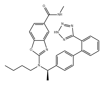 5-Benzoxazolecarboxamide, 2-[butyl[(1R)-1-[2'-(2H-tetrazol-5-yl)[1,1'-biphenyl]-4-yl]ethyl]amino]-N-methyl- Structure