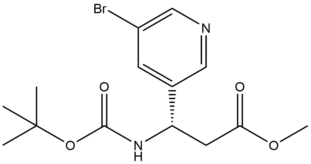 3-Pyridinepropanoic acid, 5-bromo-β-[[(1,1-dimethylethoxy)carbonyl]amino]-, methyl ester, (βS)- Structure