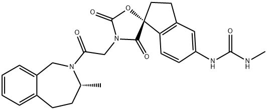 Urea, N-[(1R)-2,3-dihydro-2',4'-dioxo-3'-[2-oxo-2-[(3R)-1,3,4,5-tetrahydro-3-methyl-2H-2-benzazepin-2-yl]ethyl]spiro[1H-indene-1,5'-oxazolidin]-5-yl]-N'-methyl- Structure